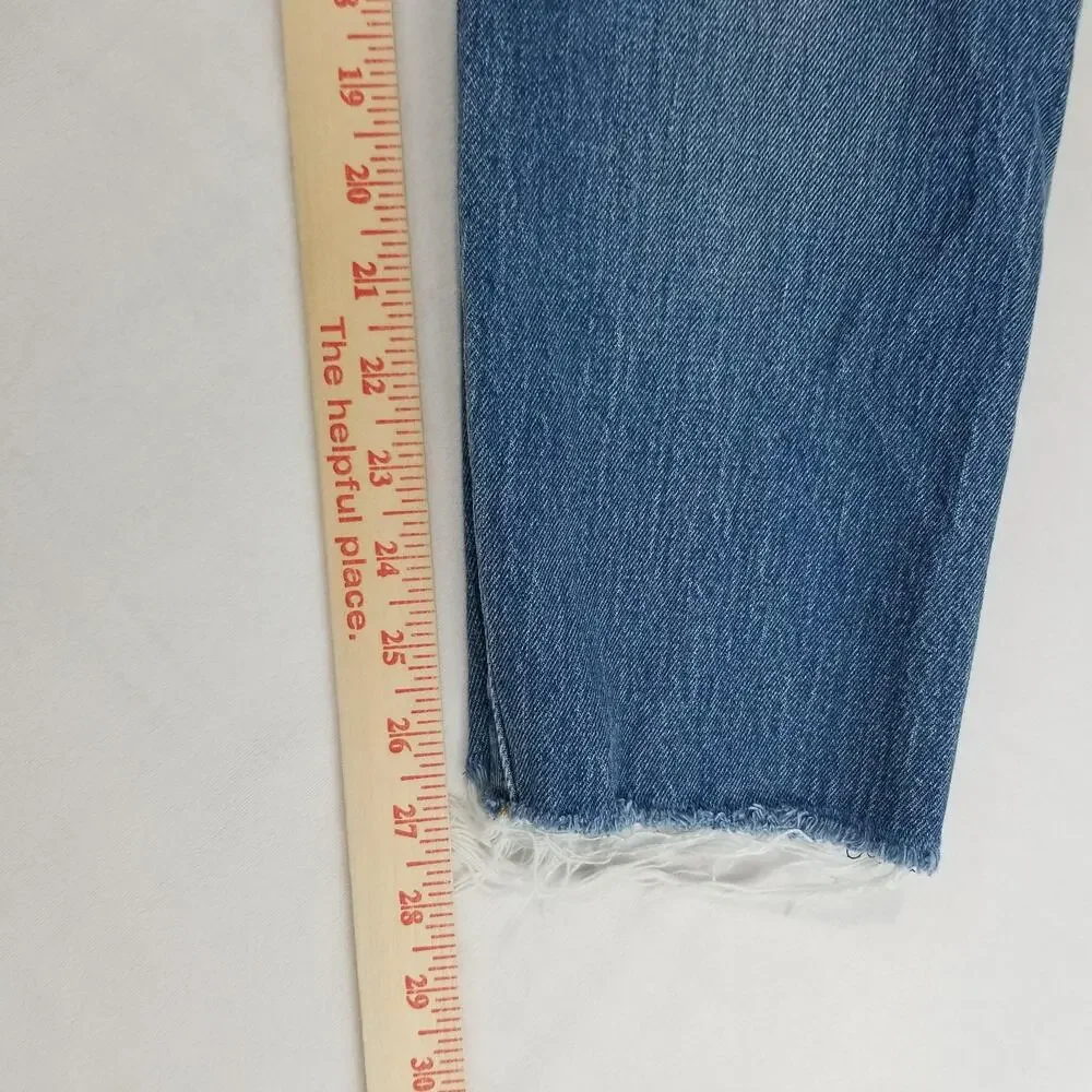 Levis 501 Jeans Womens 28x28 Blue White Oak Cone Denim Raw Hem Straight